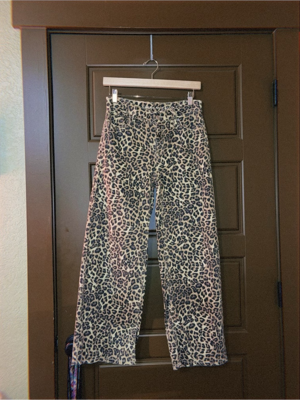 American Eagle Outfitters Leopard Print Wide Leg Jeans